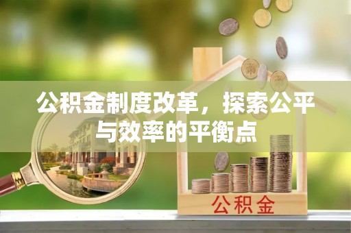 安平公积金制度改革，探索公平与效率的平衡点