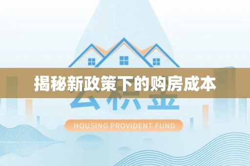 安平揭秘新政策下的购房成本